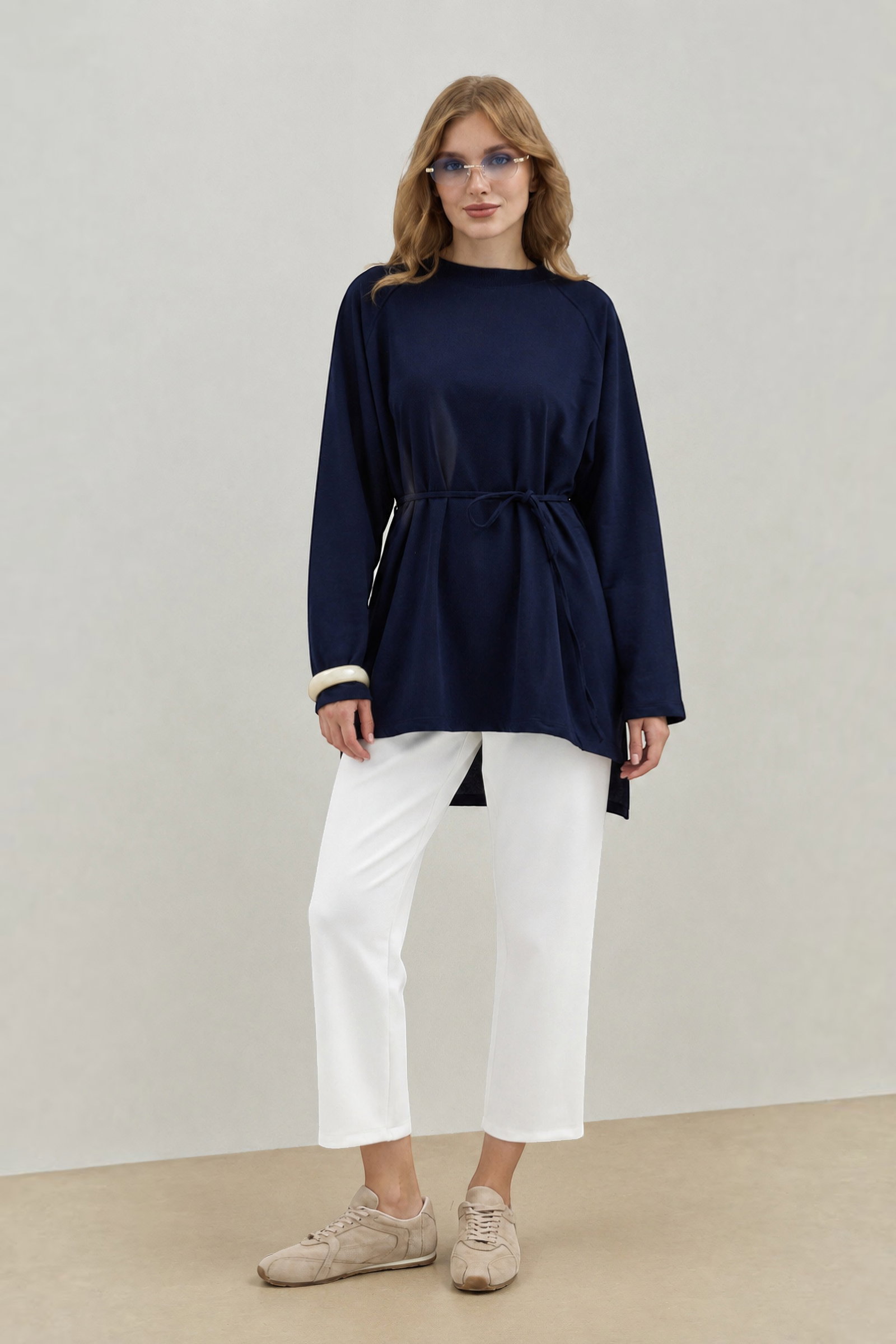Qanu Nilda İnce Sweatshirt Lacivert
