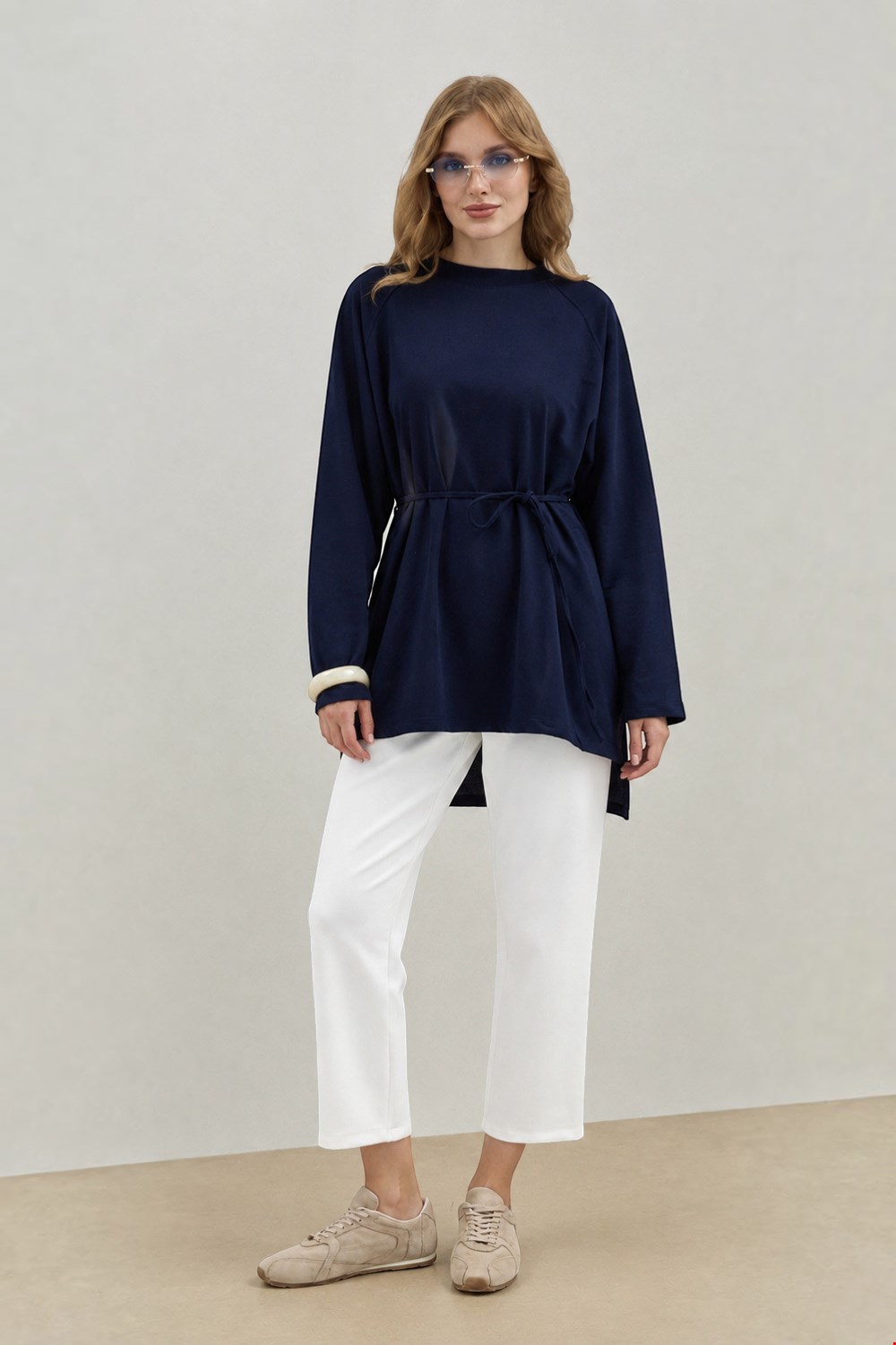 Qanu Nilda İnce Sweatshirt Lacivert