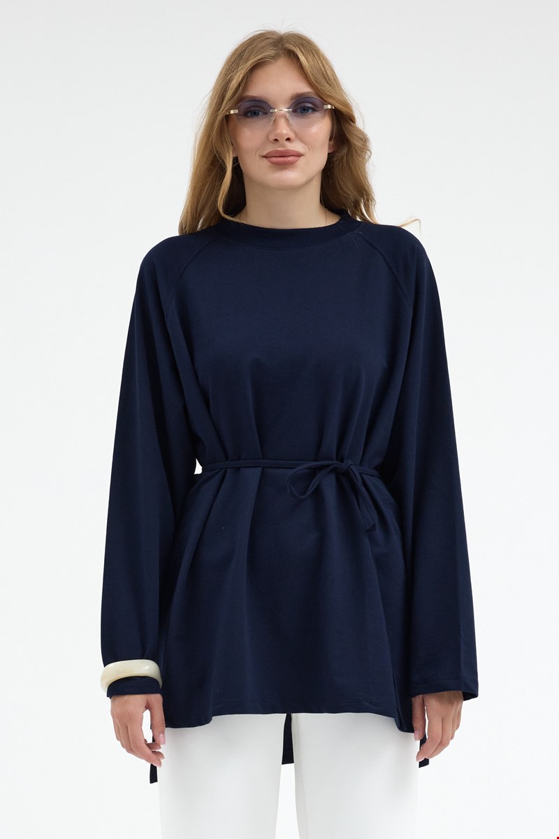 Qanu Nilda İnce Sweatshirt Lacivert
