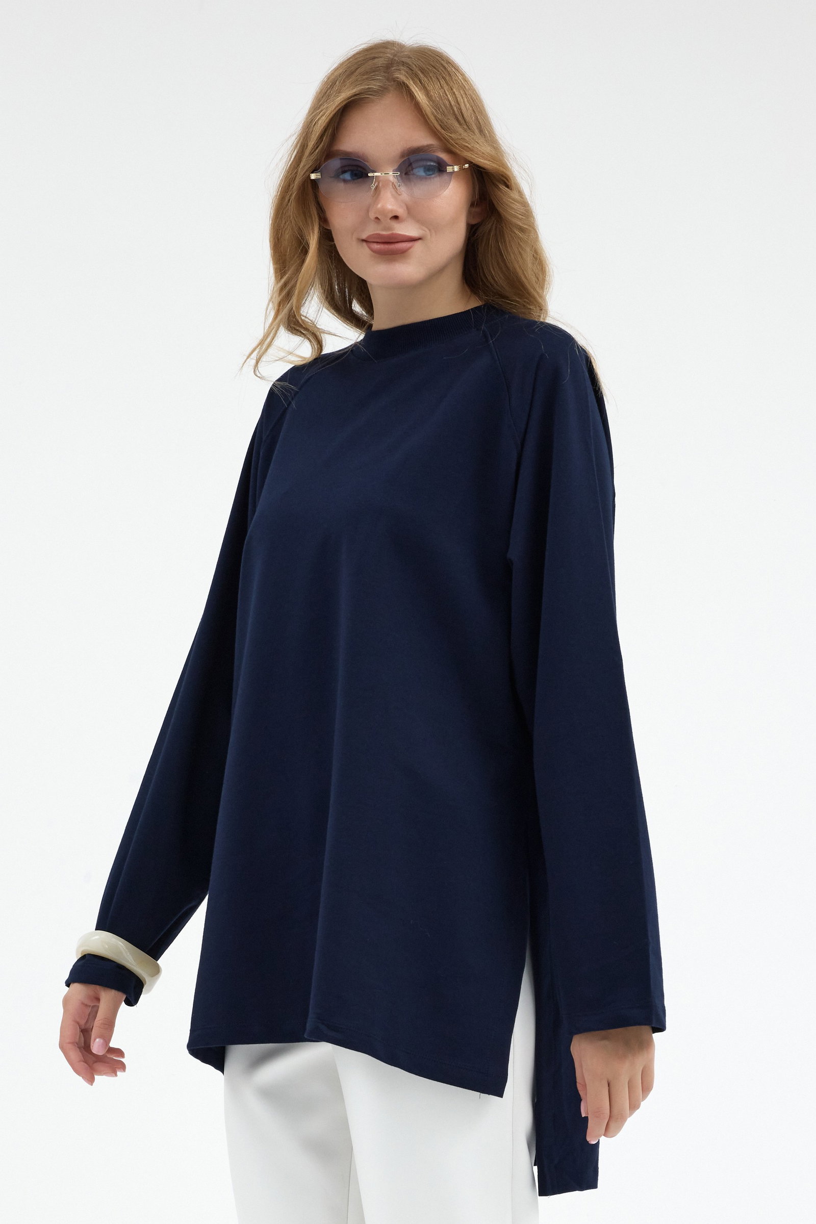 Qanu Nilda İnce Sweatshirt Lacivert