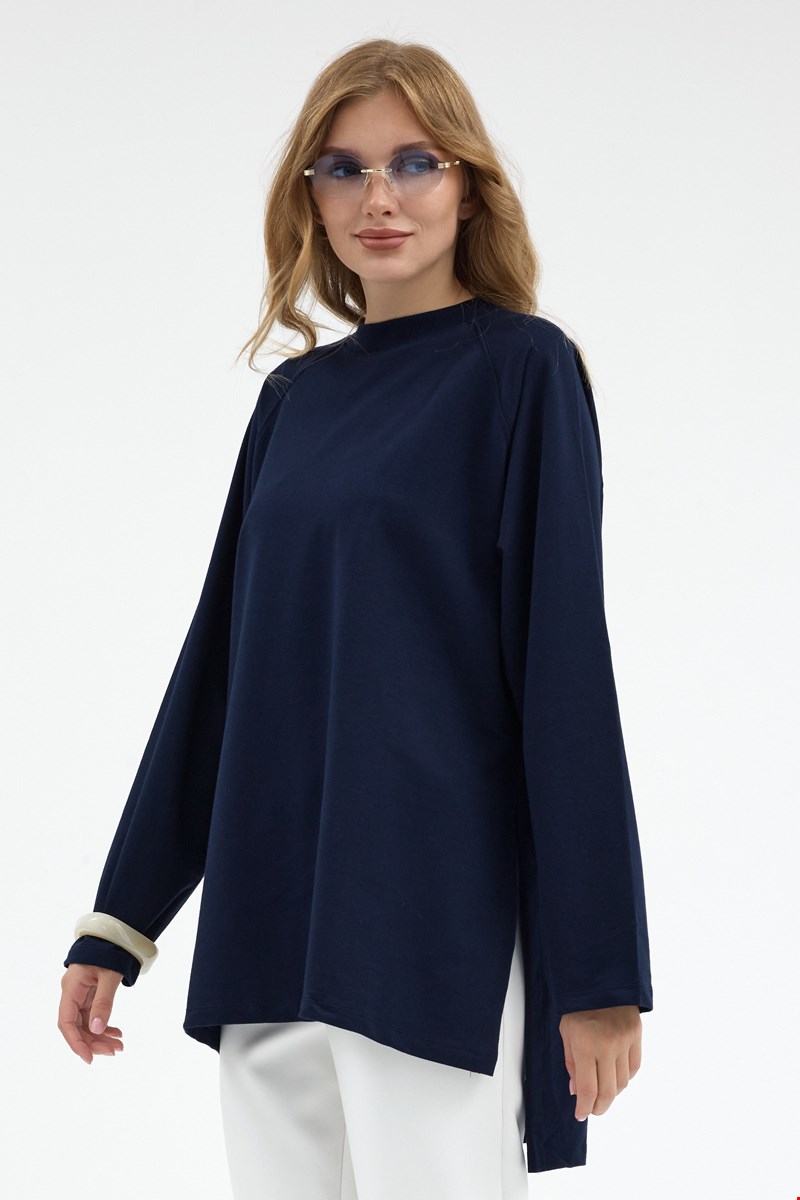 Qanu Nilda İnce Sweatshirt Lacivert