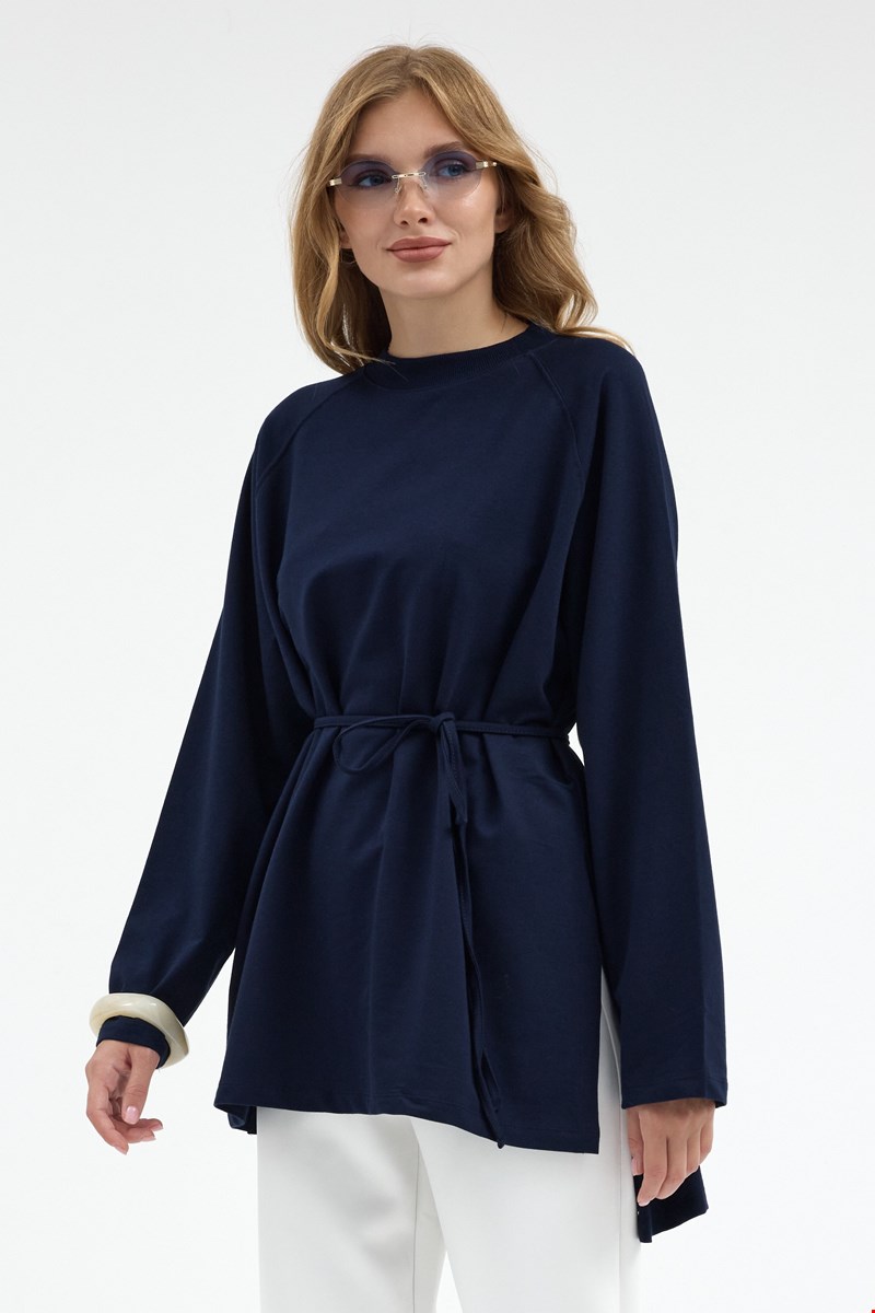 Qanu Nilda İnce Sweatshirt Lacivert