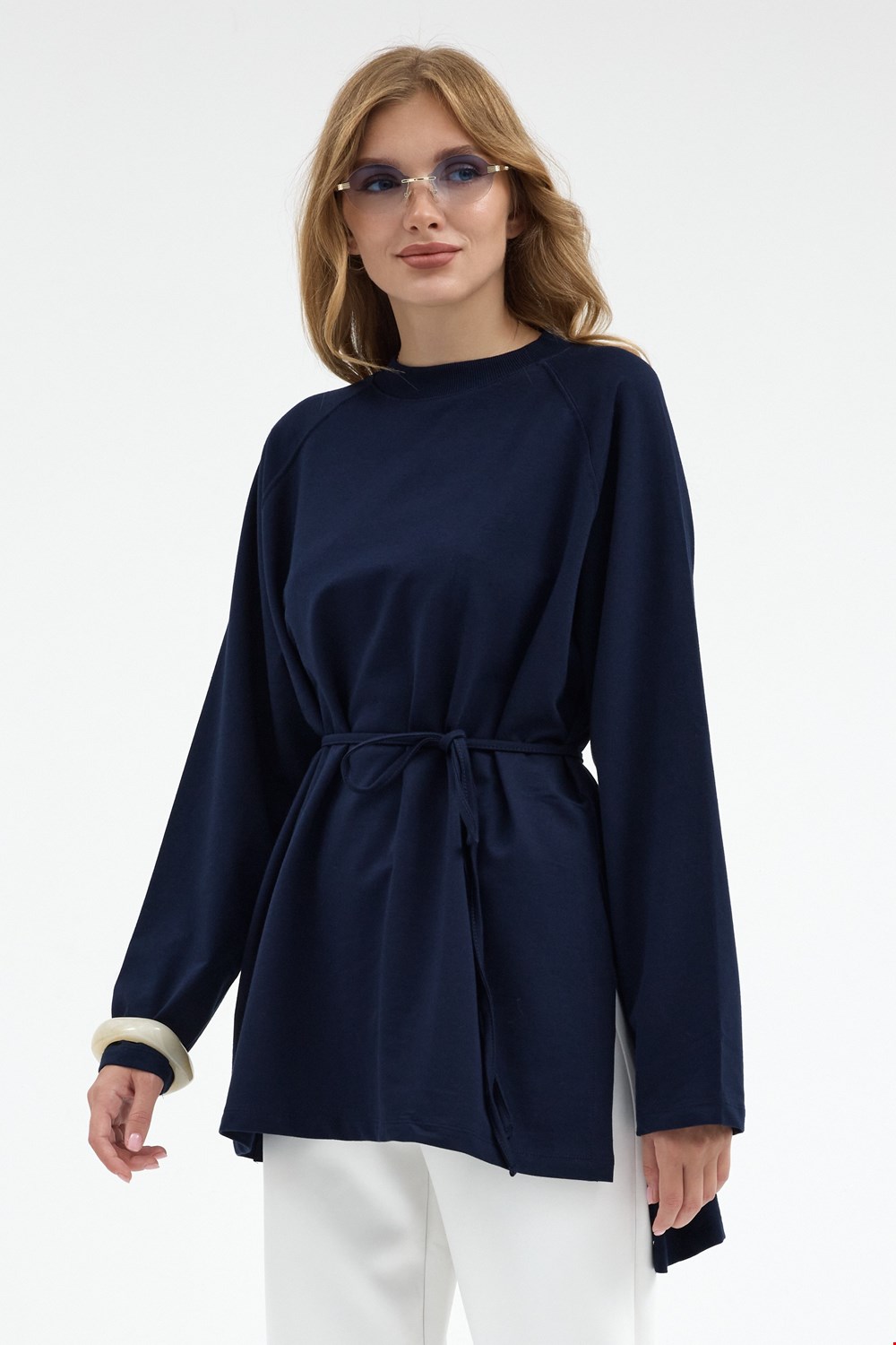 Qanu Nilda İnce Sweatshirt Lacivert