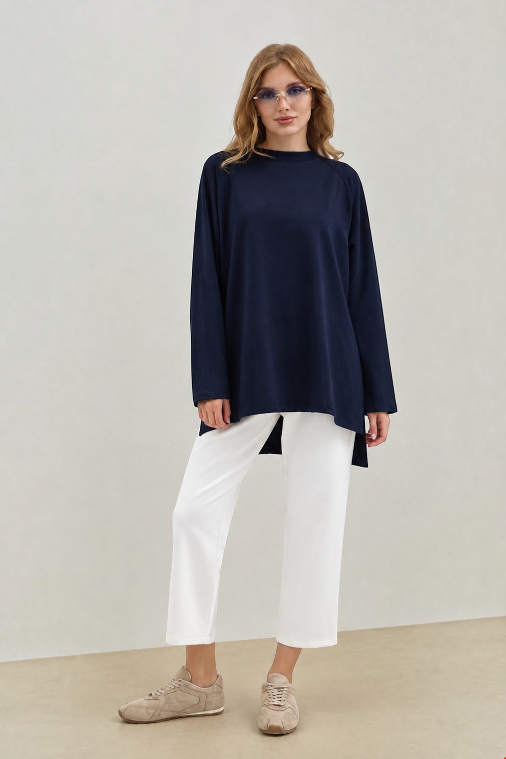 Qanu Nilda İnce Sweatshirt Lacivert