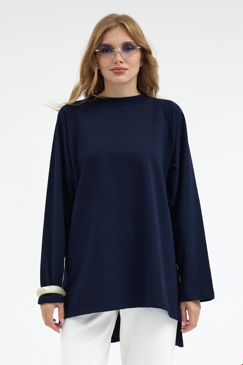Qanu Nilda İnce Sweatshirt Lacivert