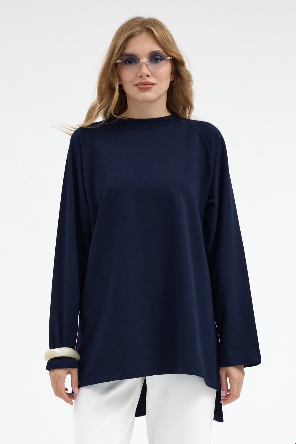 Qanu Nilda İnce Sweatshirt Lacivert