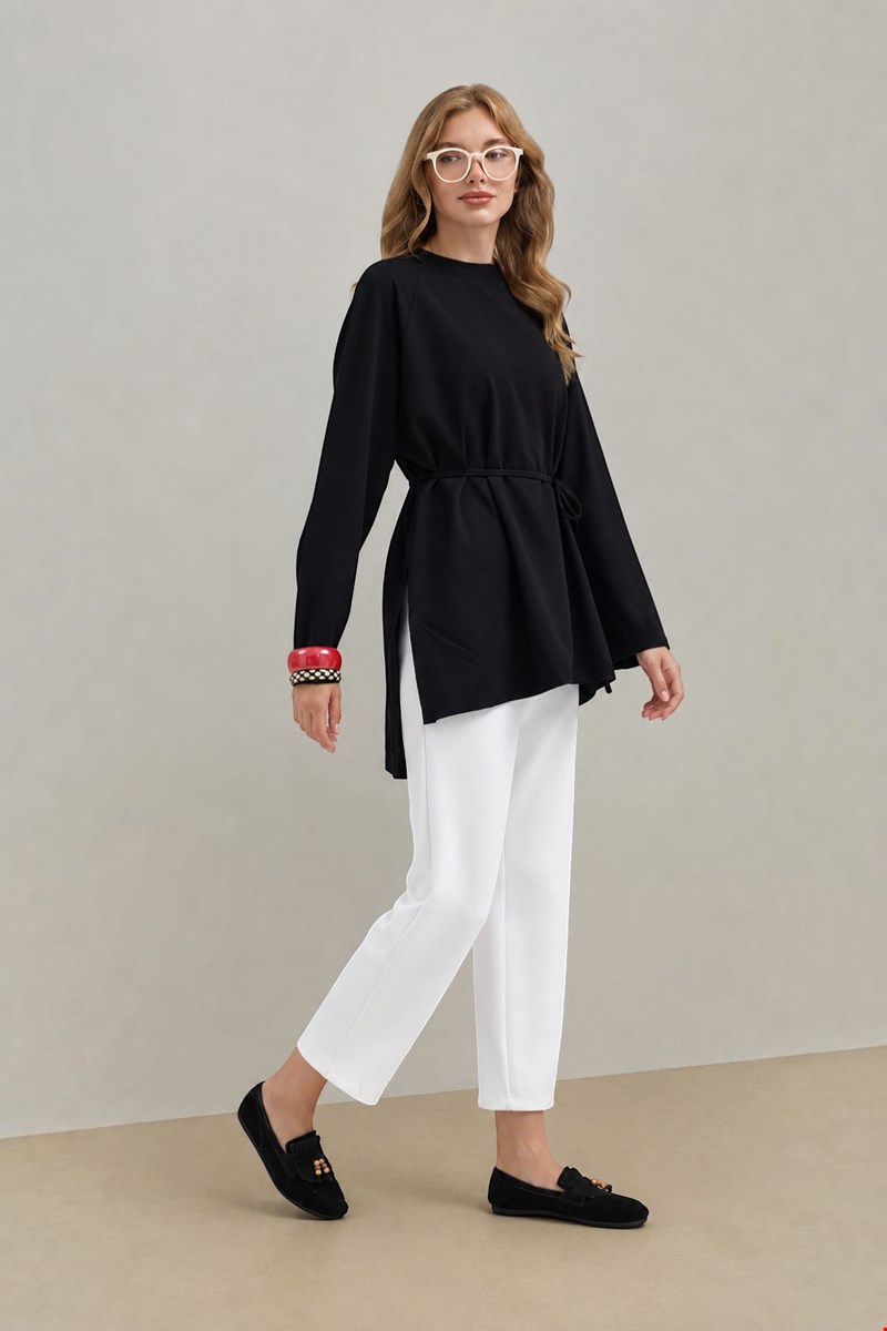 Qanu Nilda İnce Sweatshirt Siyah 