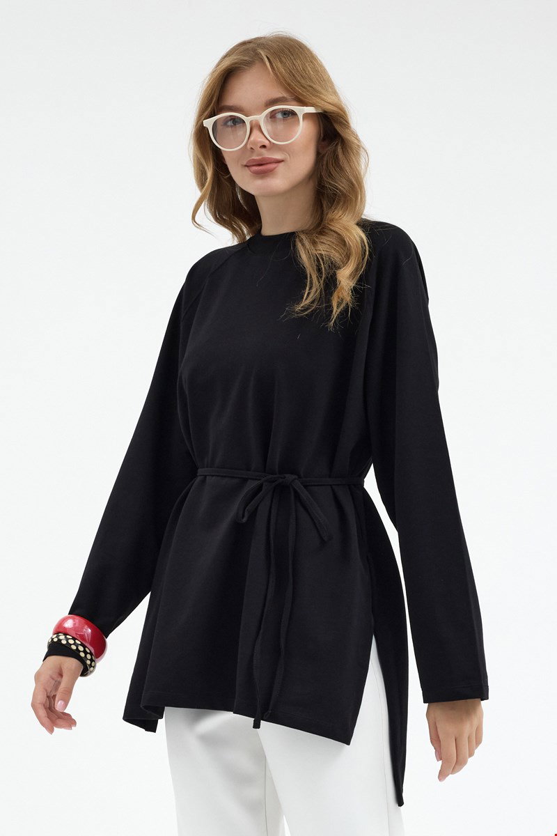 Qanu Nilda İnce Sweatshirt Siyah 