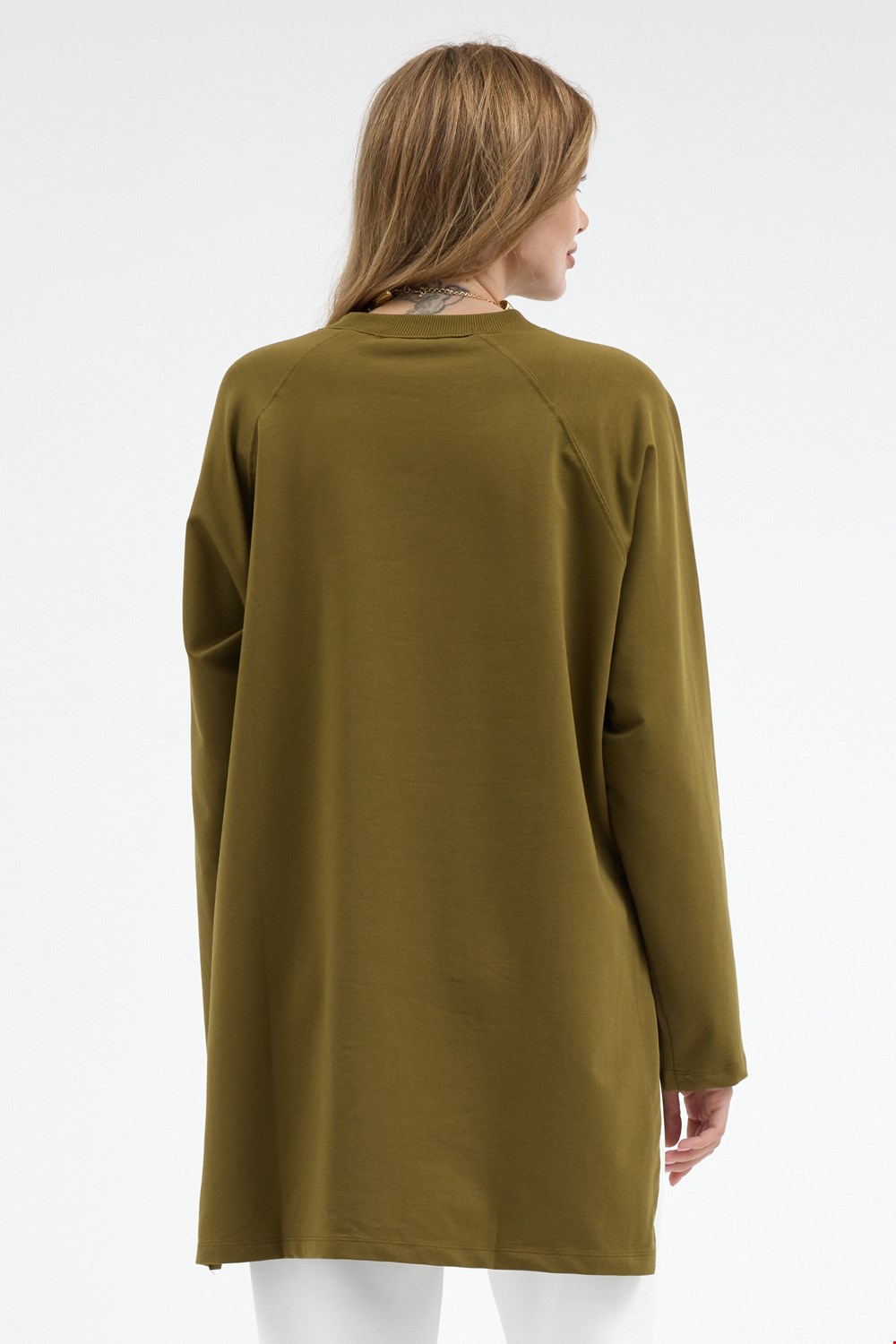 Qanu Nilda İnce Sweatshirt Yağ Yeşili