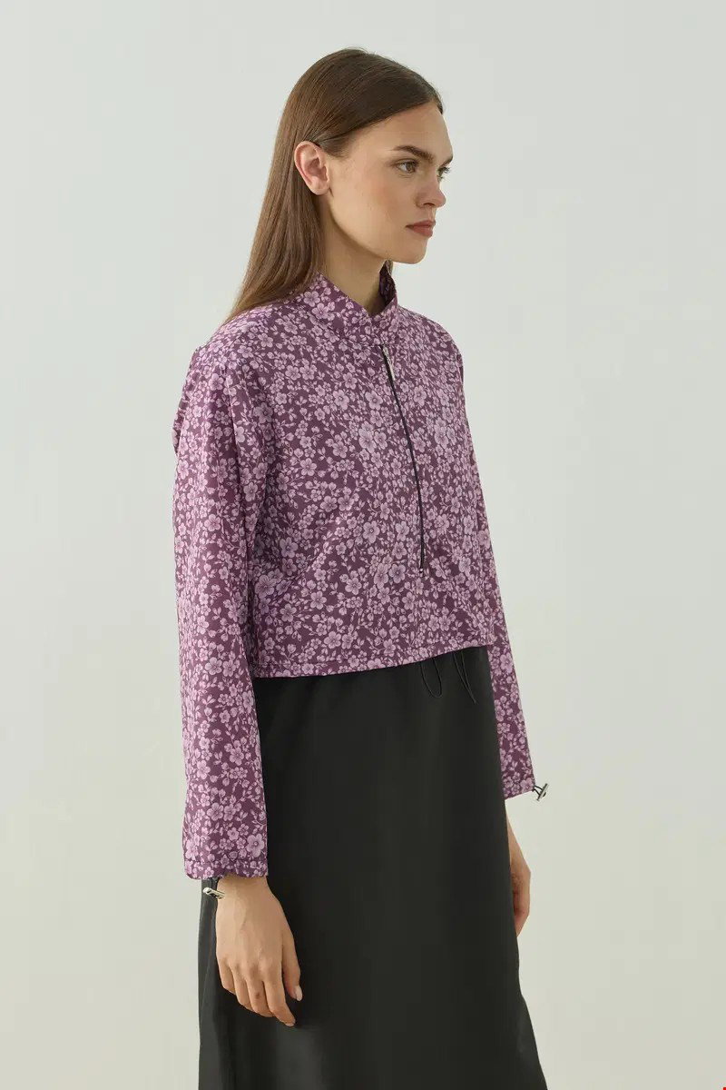 Qanu Pattern Tesettür Mayo Tunik Mürdüm
