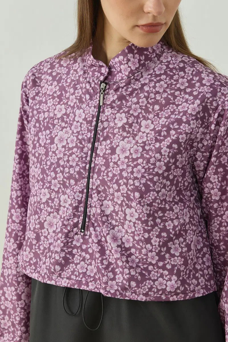 Qanu Pattern Tesettür Mayo Tunik Mürdüm
