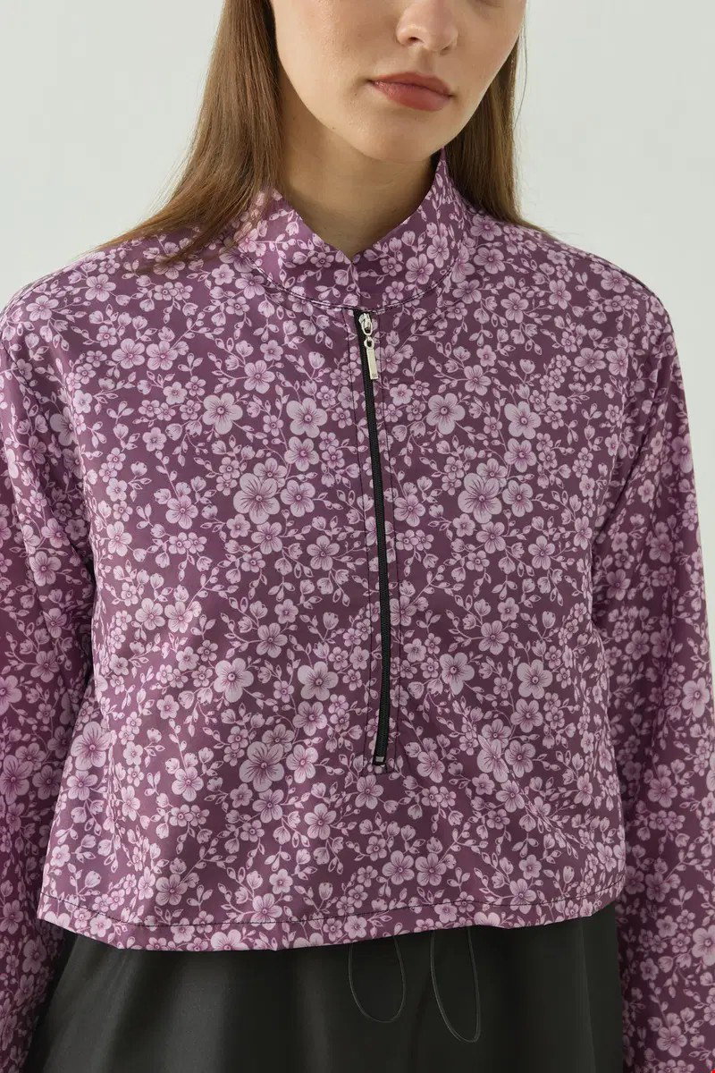 Qanu Pattern Tesettür Mayo Tunik Mürdüm