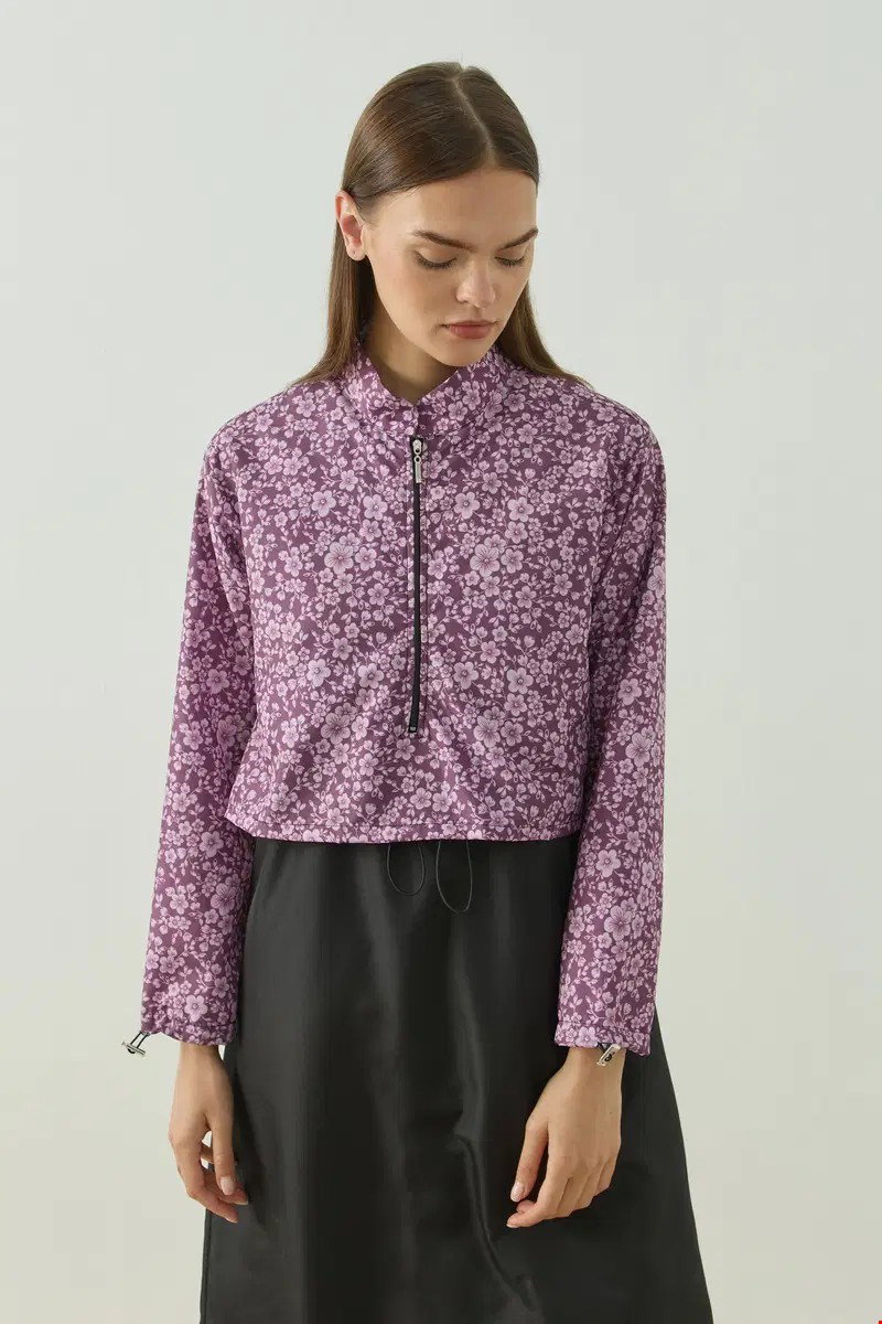 Qanu Pattern Tesettür Mayo Tunik Mürdüm