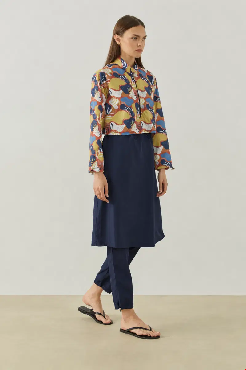 Qanu Pattern Tesettür Mayo Tunik Turuncu 