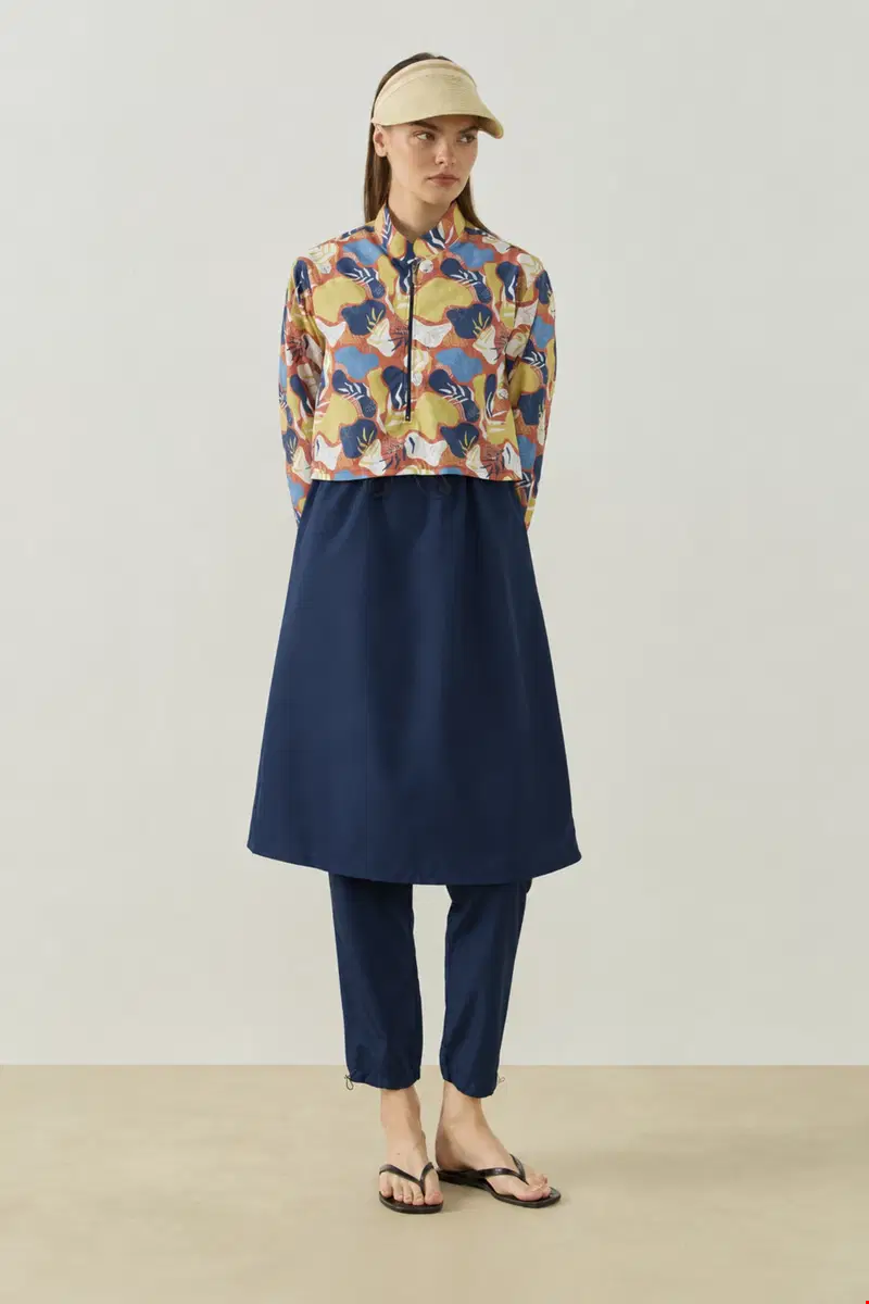 Qanu Pattern Tesettür Mayo Tunik Turuncu 