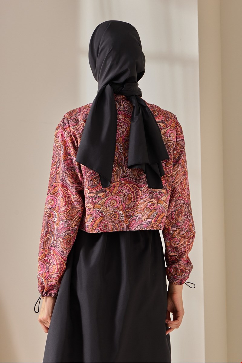 Qanu Renkli Desenli Mayo Tunik Pembe 