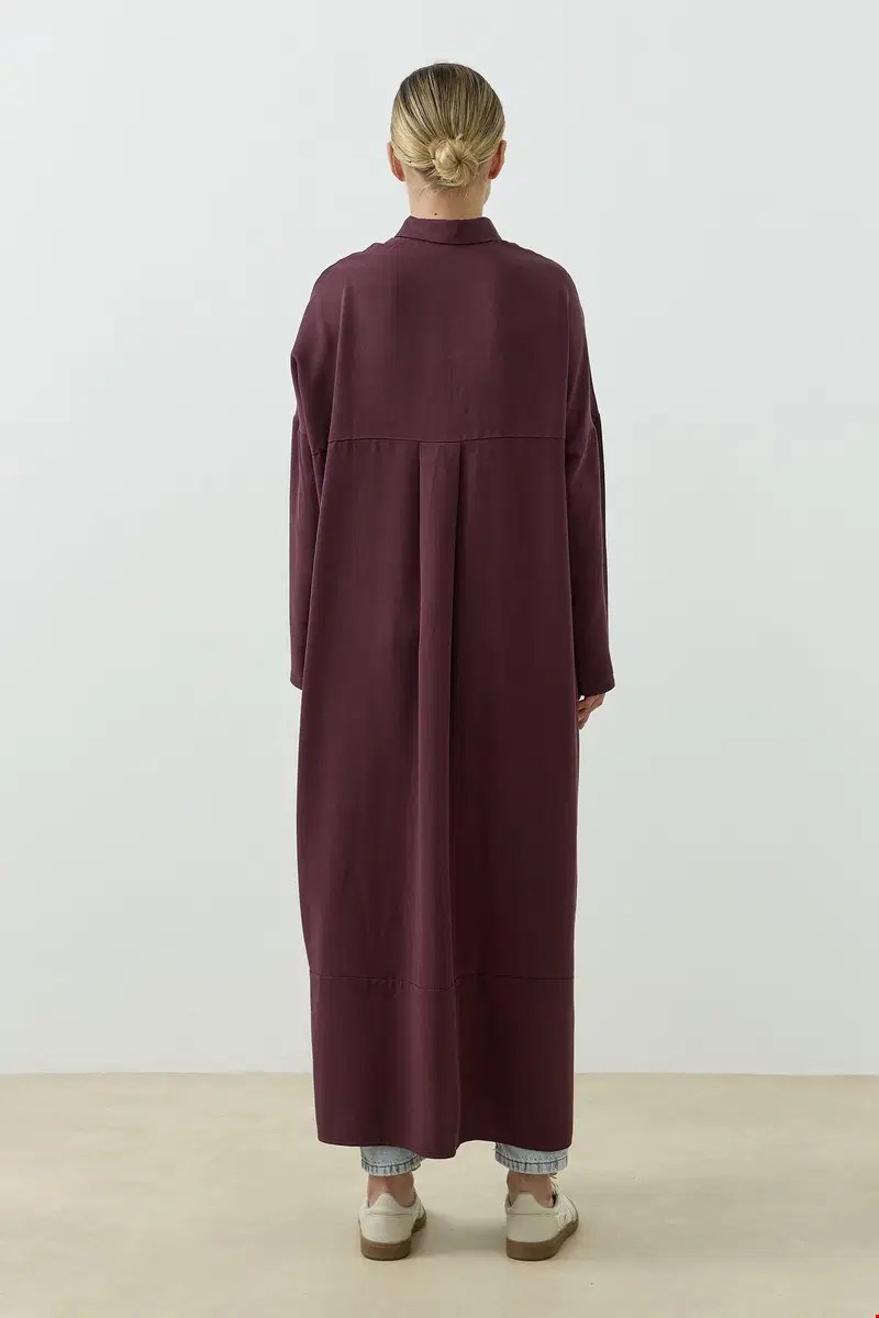 Qanu Tensel Oversize Gömlek Mürdüm