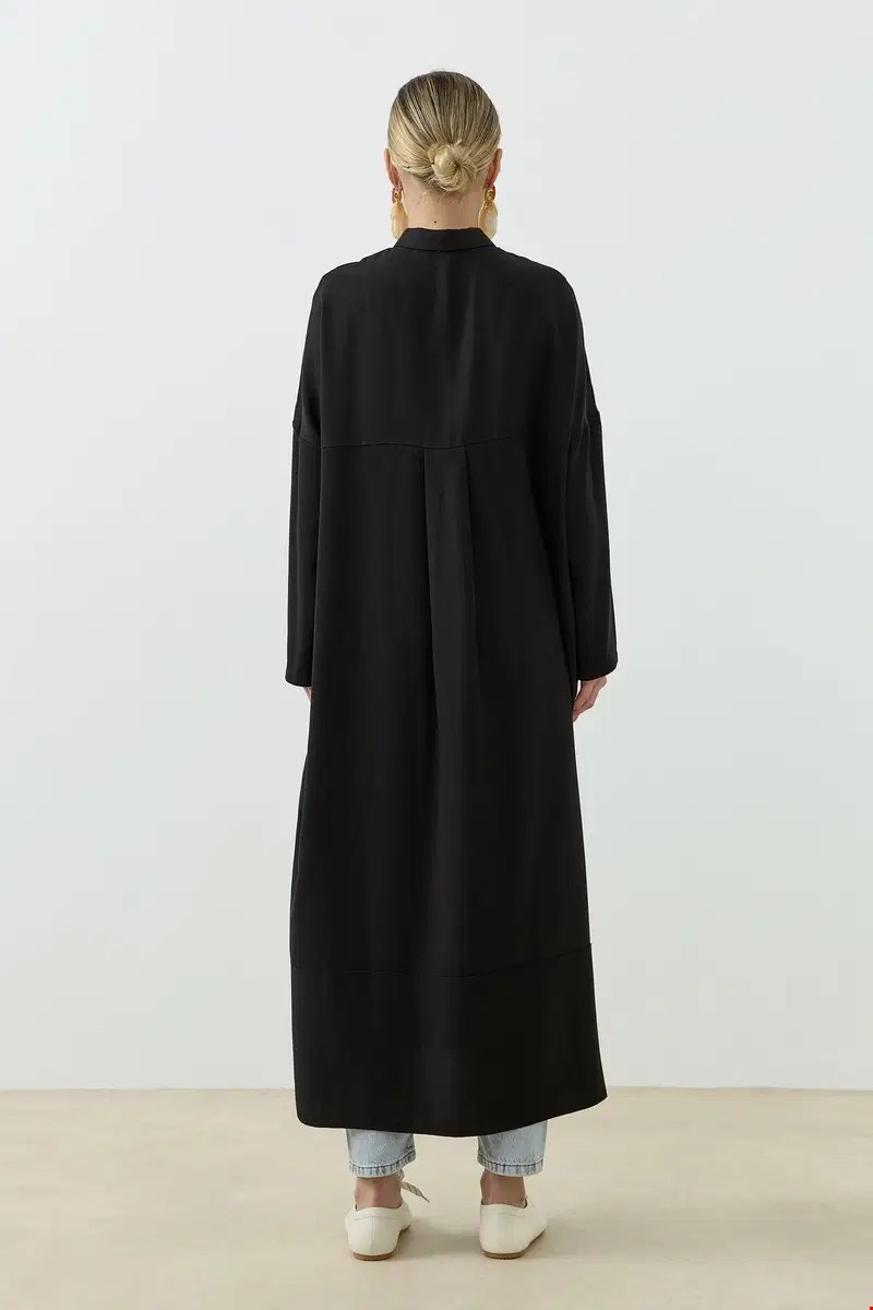 Qanu Tensel Oversize Gömlek Siyah