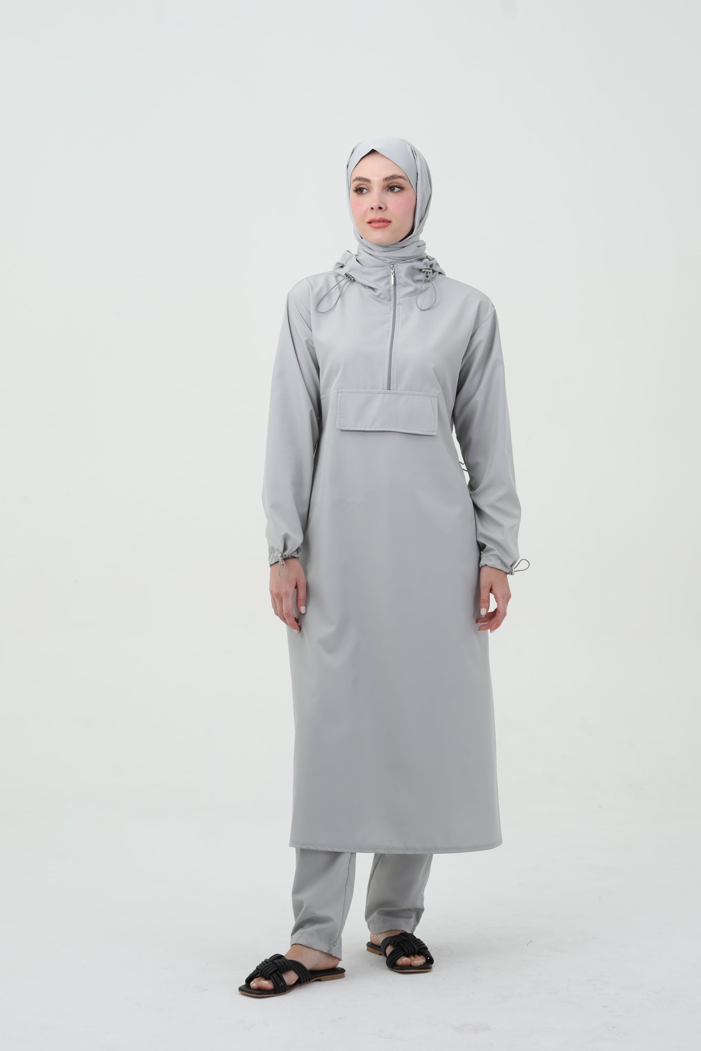 Qanu Uzun Mayo Takım Gri