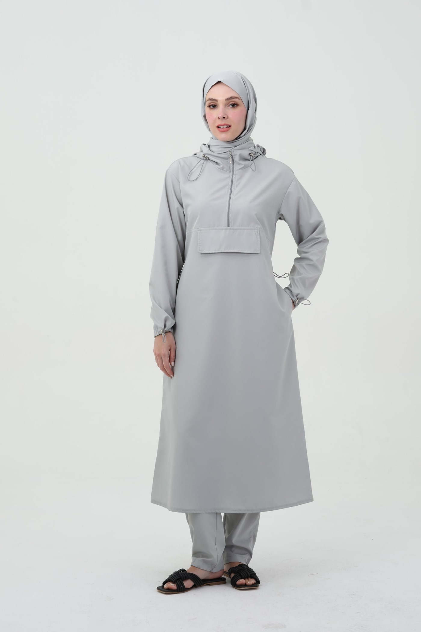 Qanu Uzun Mayo Takım Gri