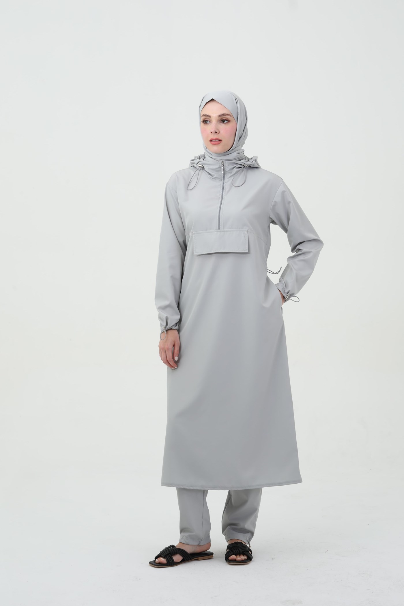 Qanu Uzun Mayo Takım Gri