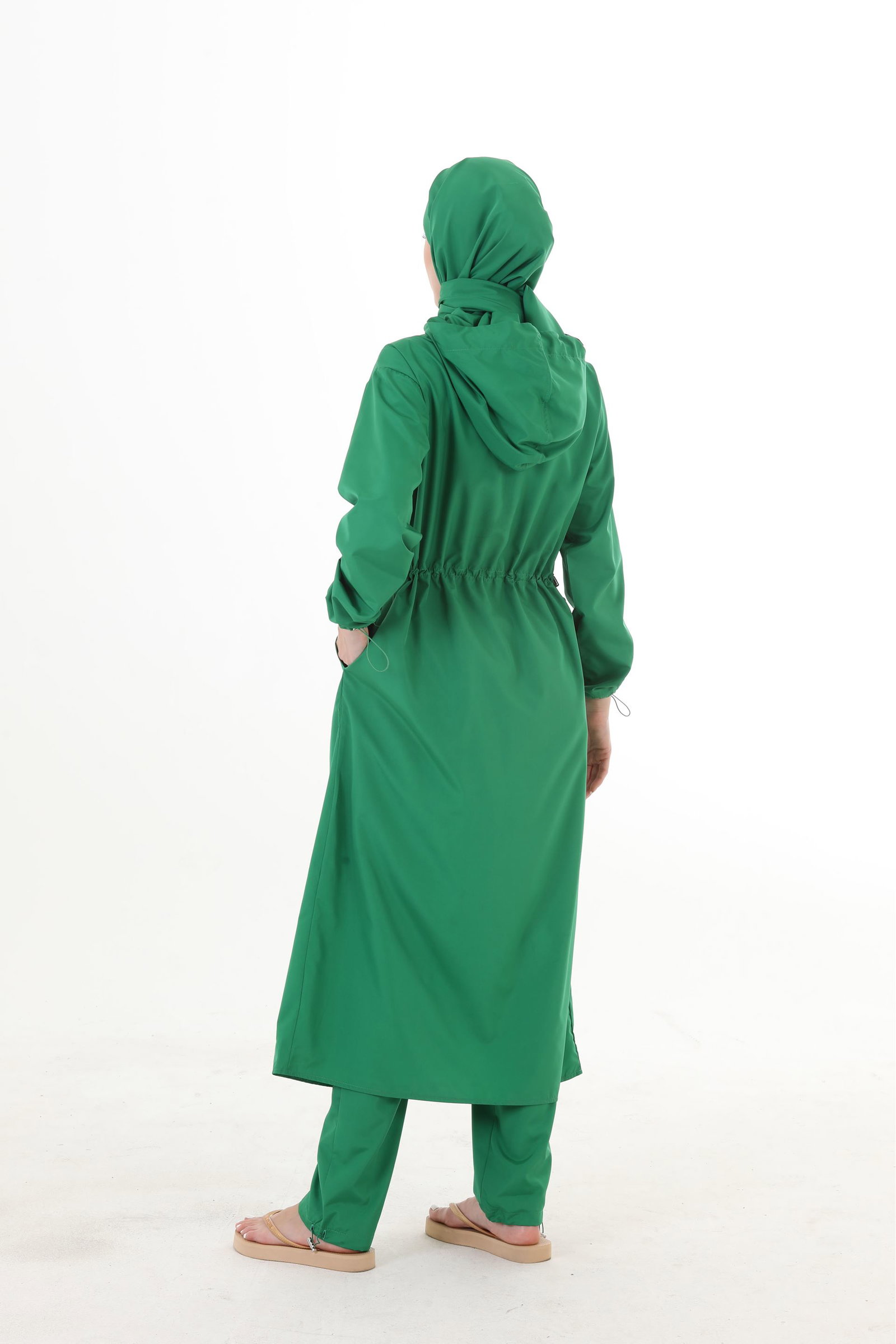 Qanu Uzun Tesettür Mayo 3'lü Set Yesil