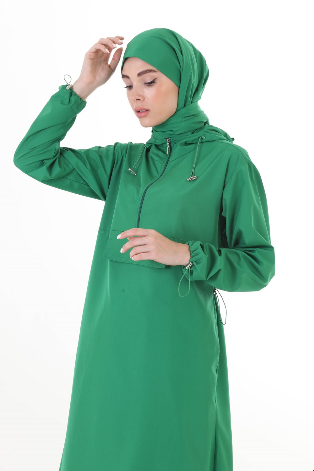 Qanu Uzun Tesettür Mayo 3'lü Set Yesil