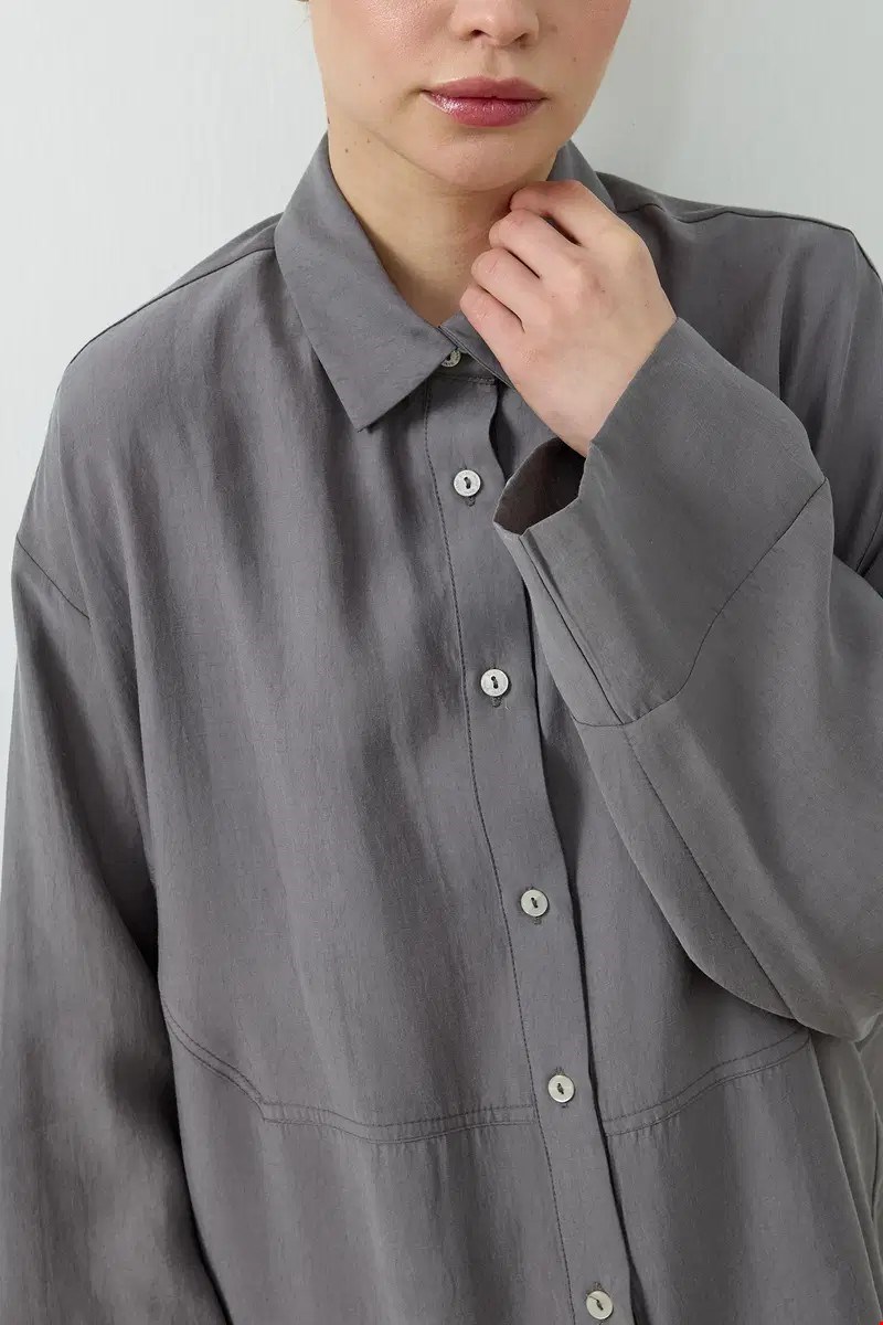Qanu Velin Gömlek Gri