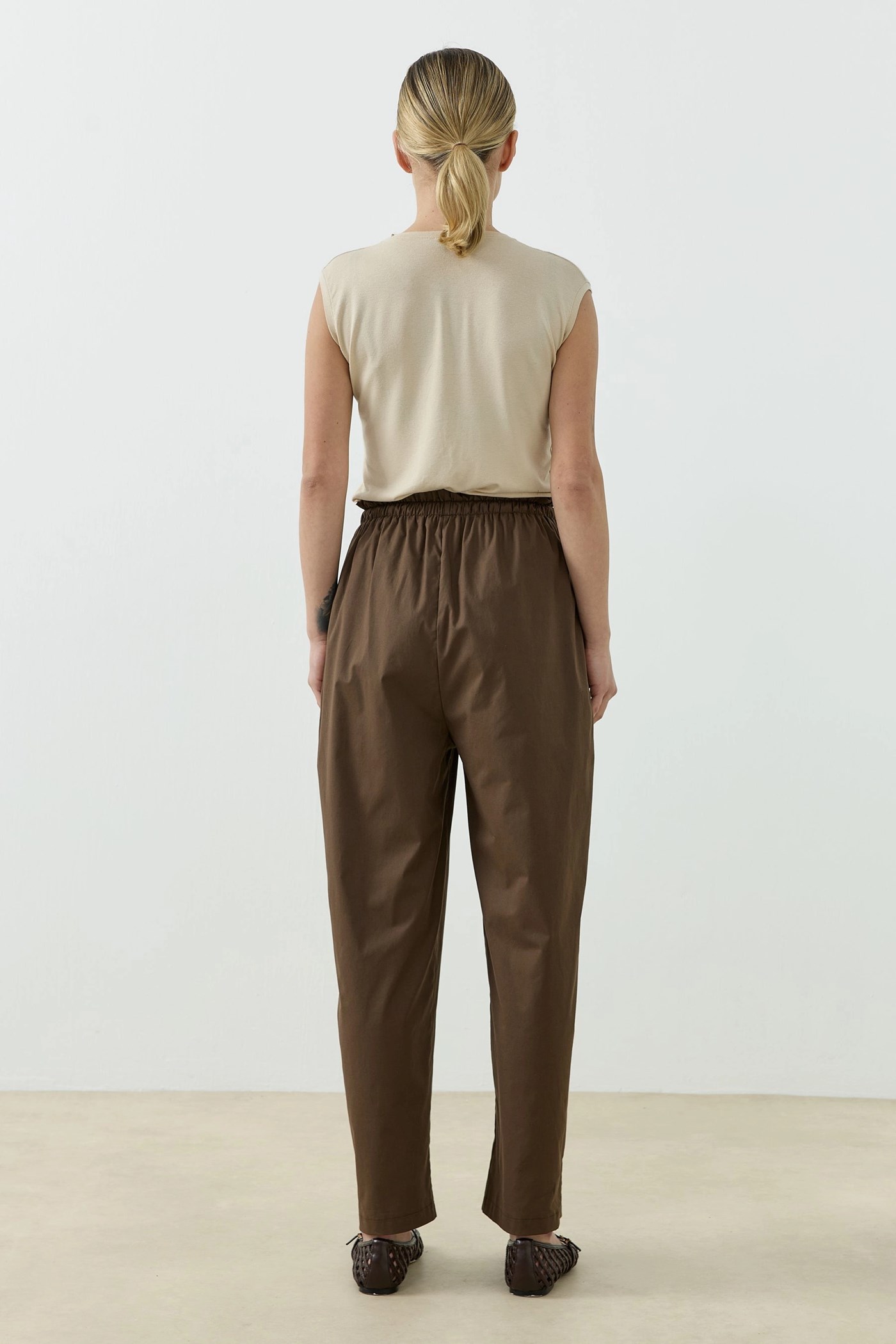Qanu Else Poplin Pantolon Kahverengi