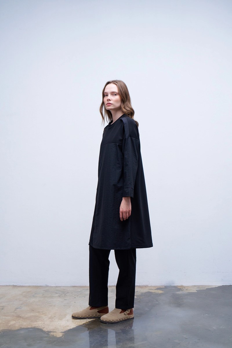 Qanu Garnili Sweatshirt Siyah 