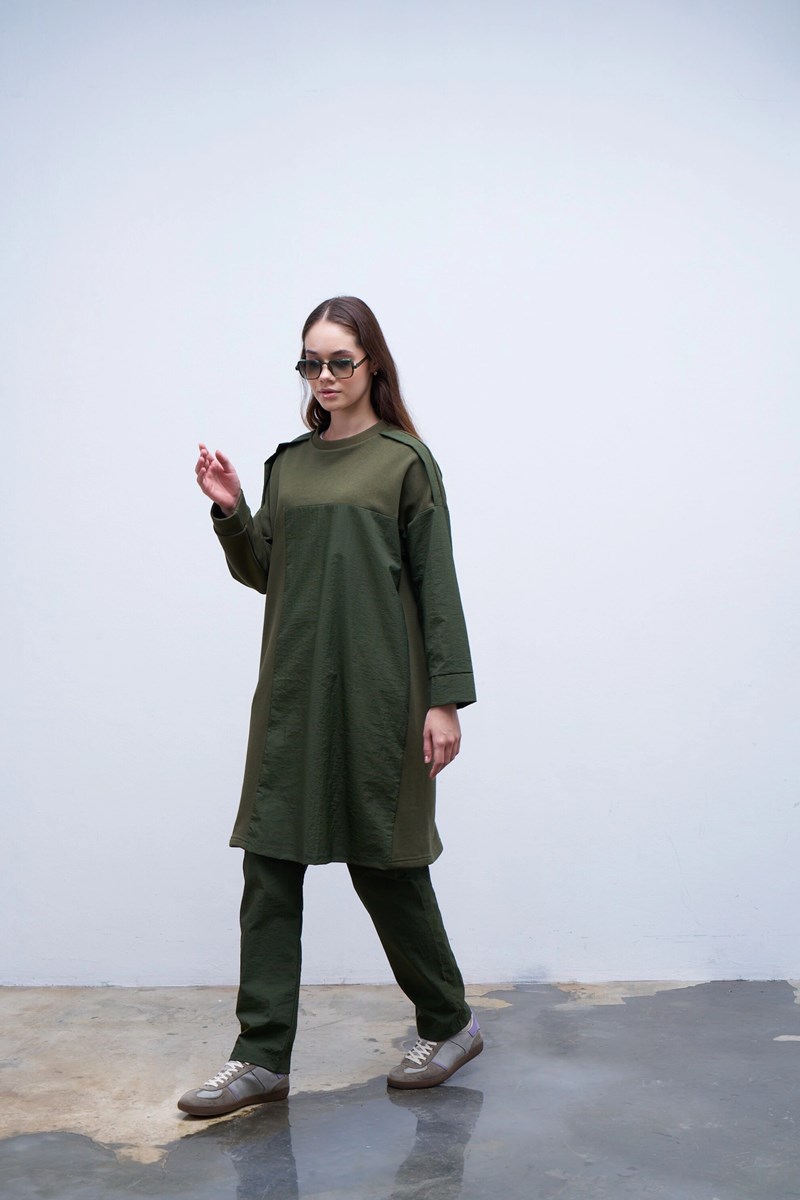 Qanu Garnili Sweatshirt Yeşil 