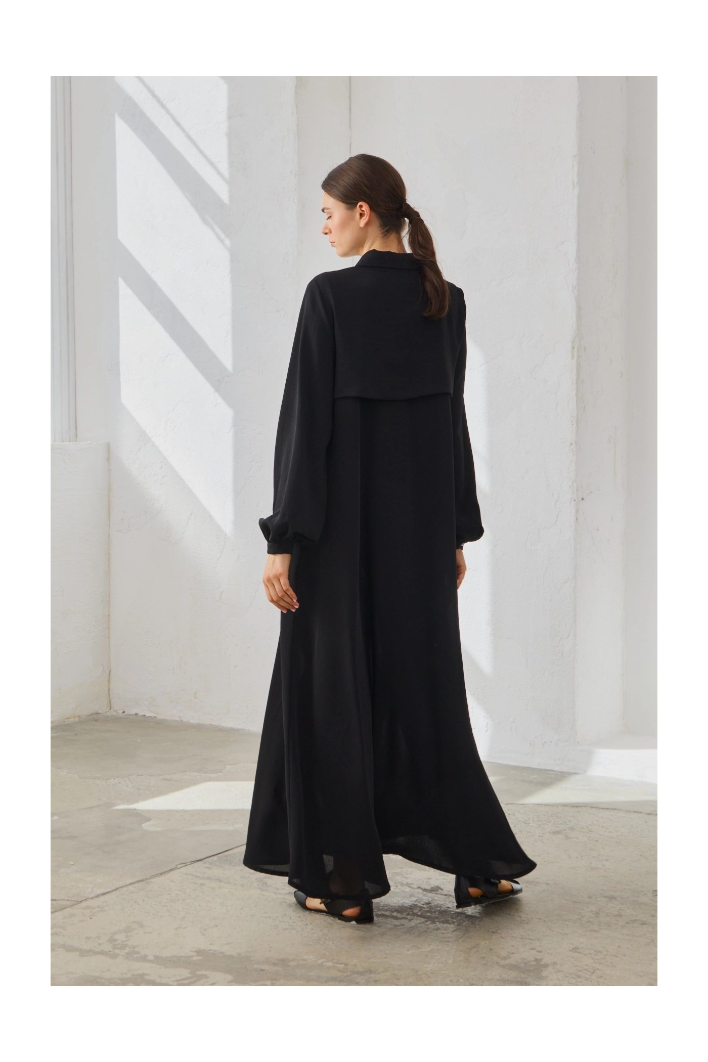 Qanu Kapaklı Ferace Siyah 