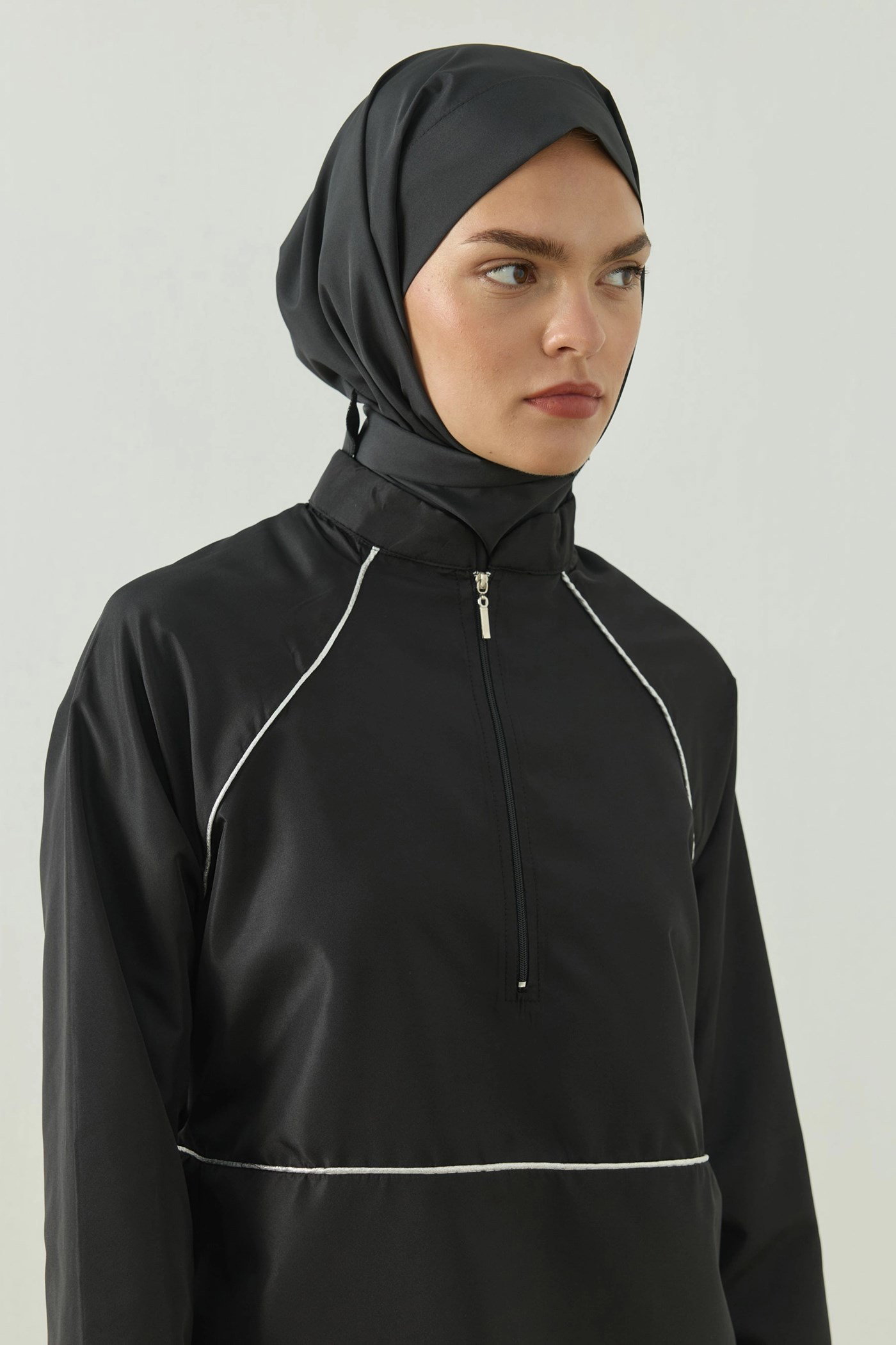 Qanu Biyeli Tesettür Mayo 3 lü Set Siyah