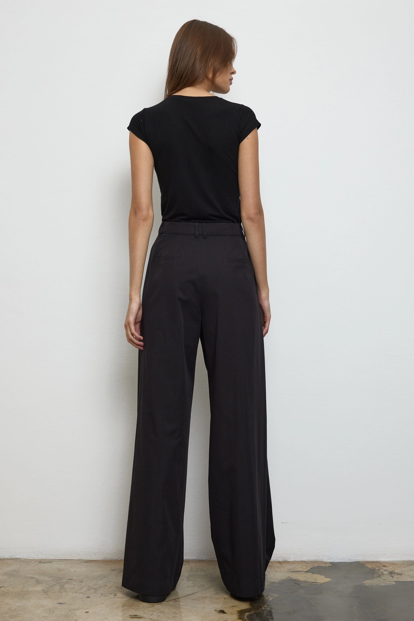 Qanu Pamuklu Palazzo Pantolon Siyah 