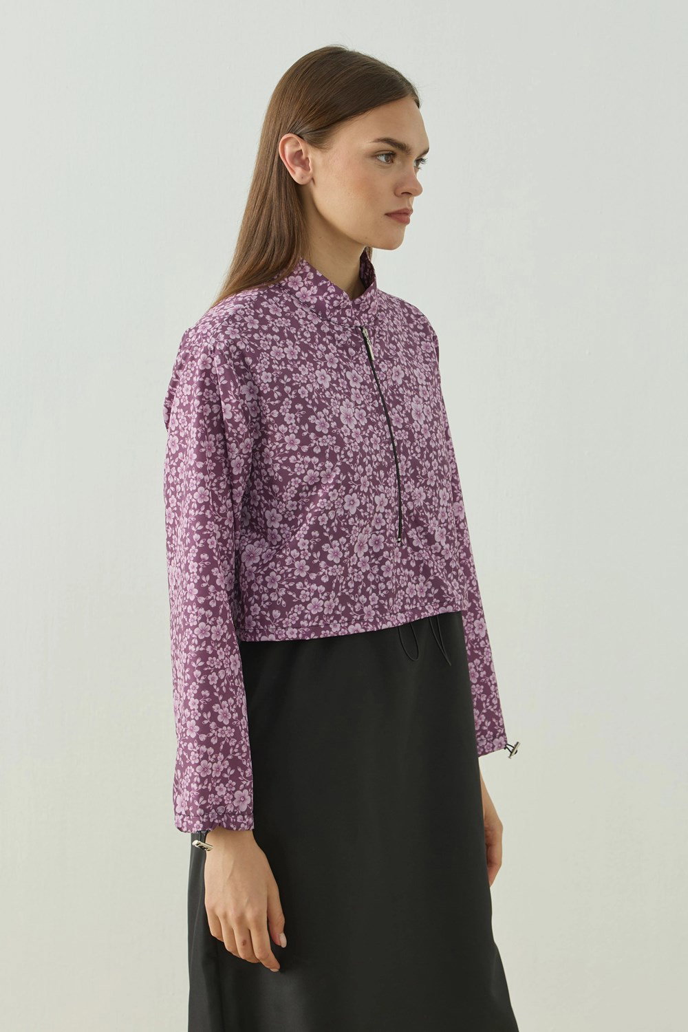 Qanu Pattern Tesettür Mayo Tunik Mürdüm