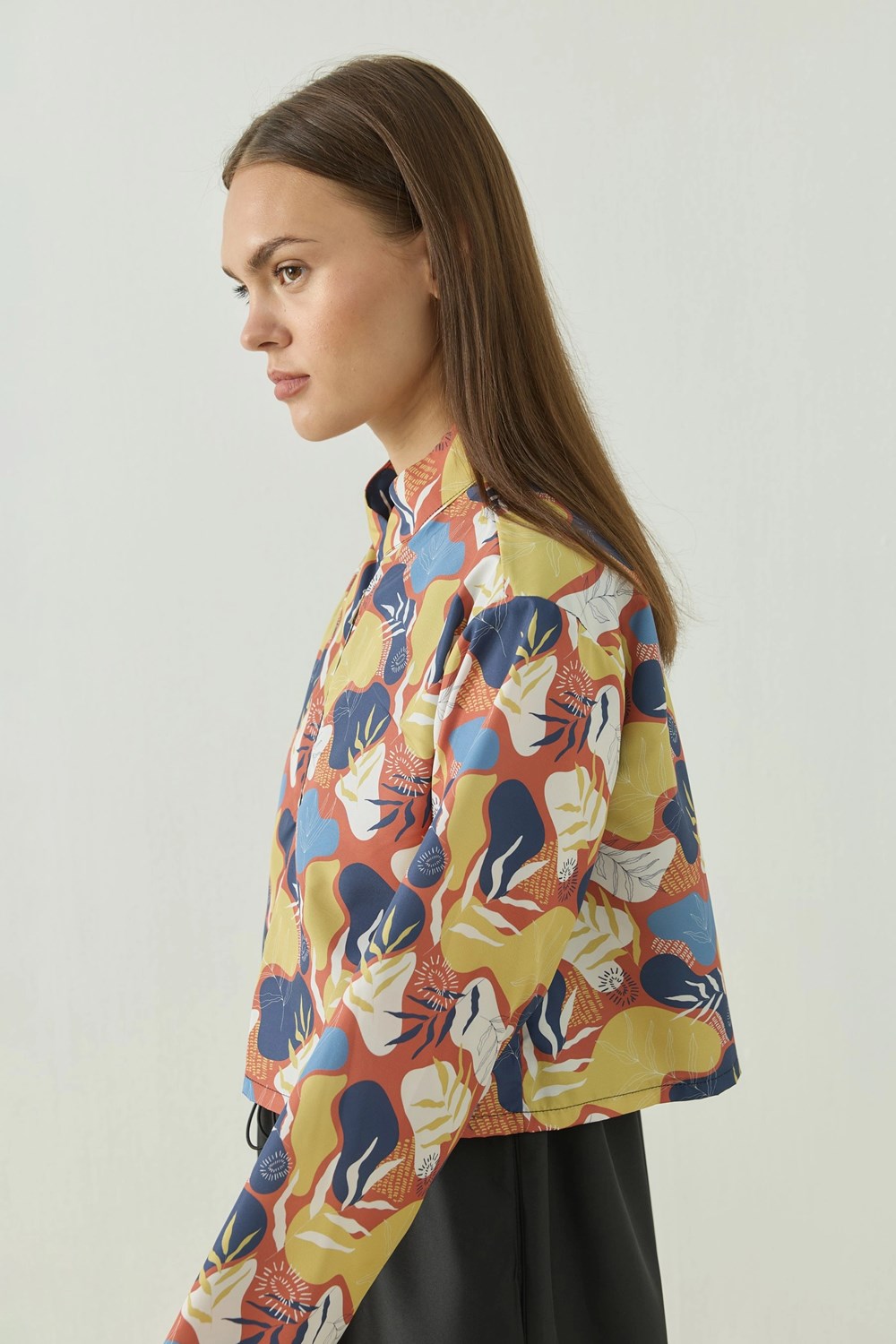 Qanu Pattern Tesettür Mayo Tunik Turuncu 
