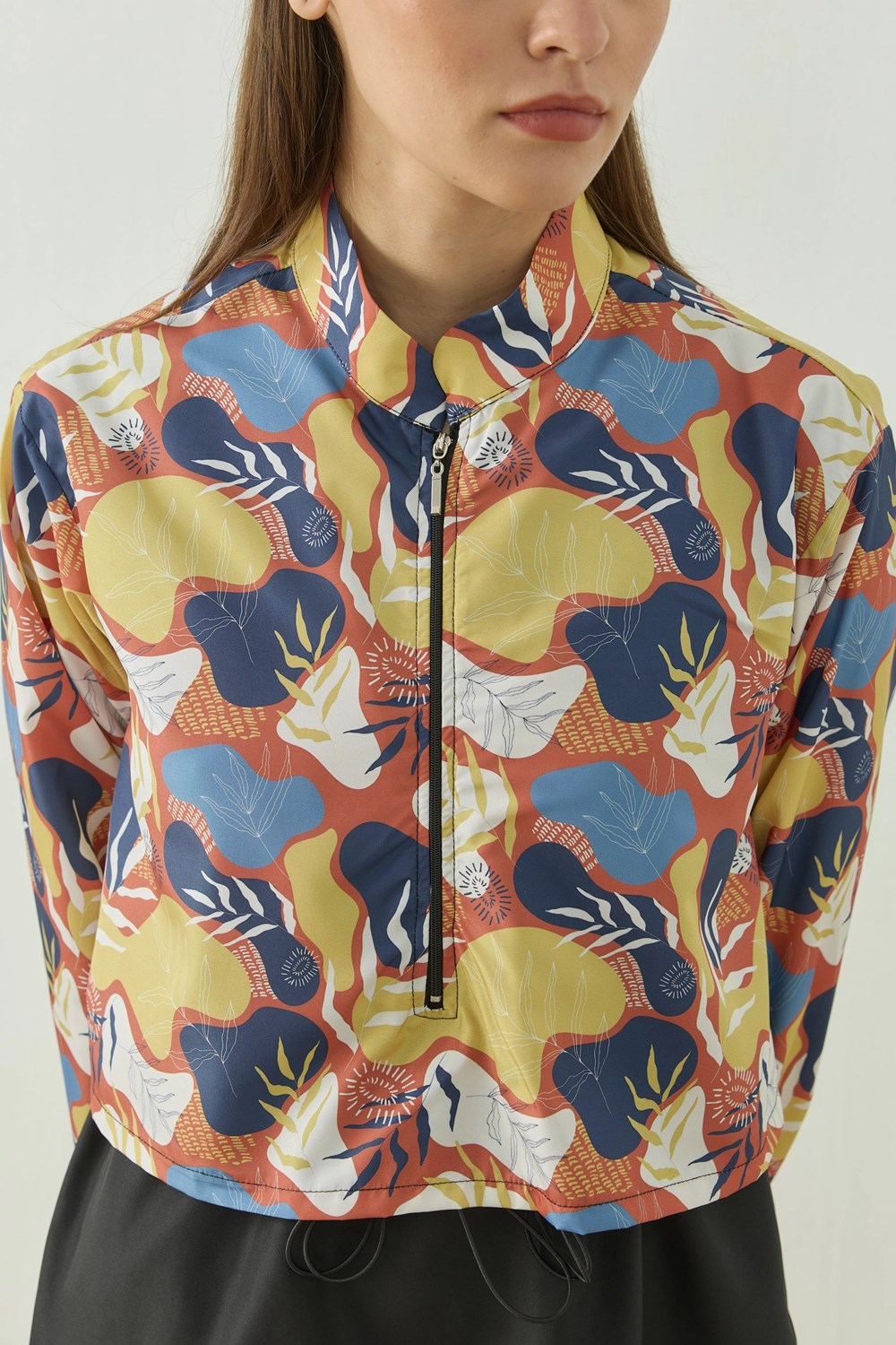 Qanu Pattern Tesettür Mayo Tunik Turuncu 