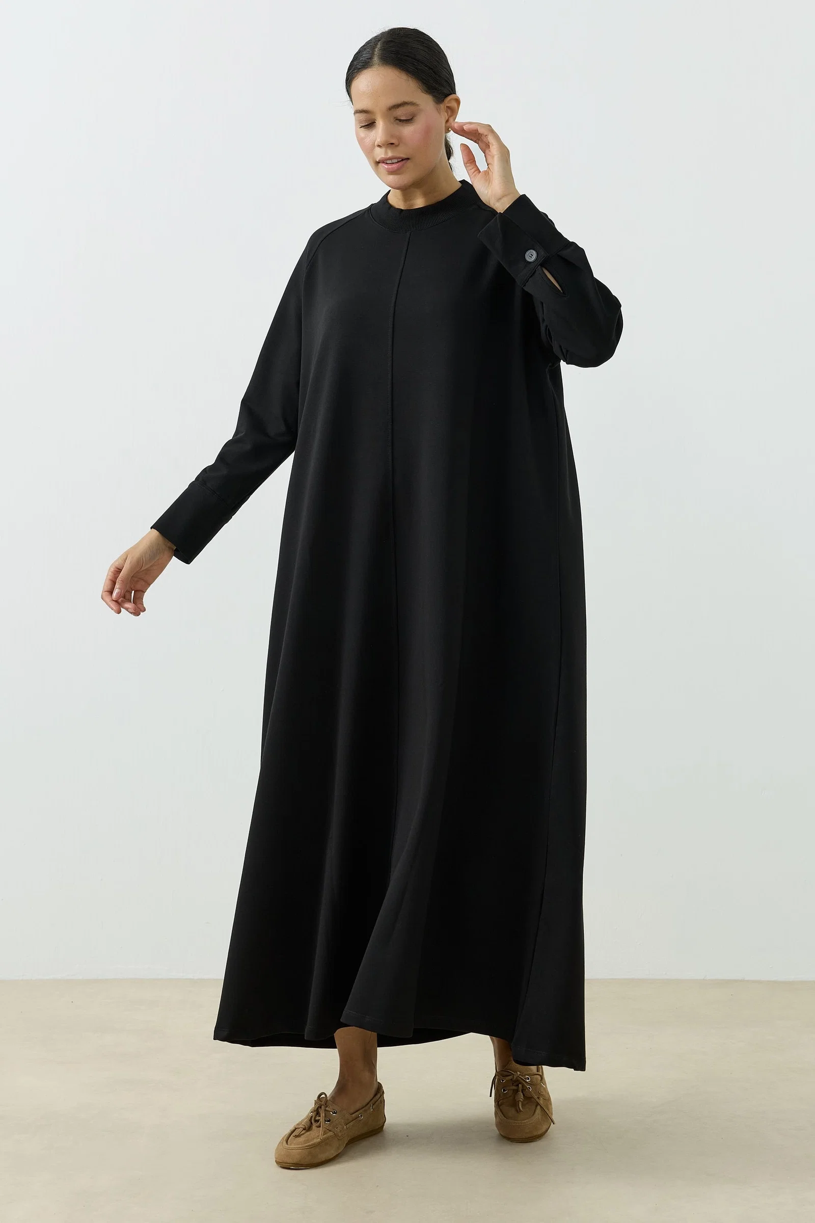 Qanu Sweatshirt Elbise Siyah