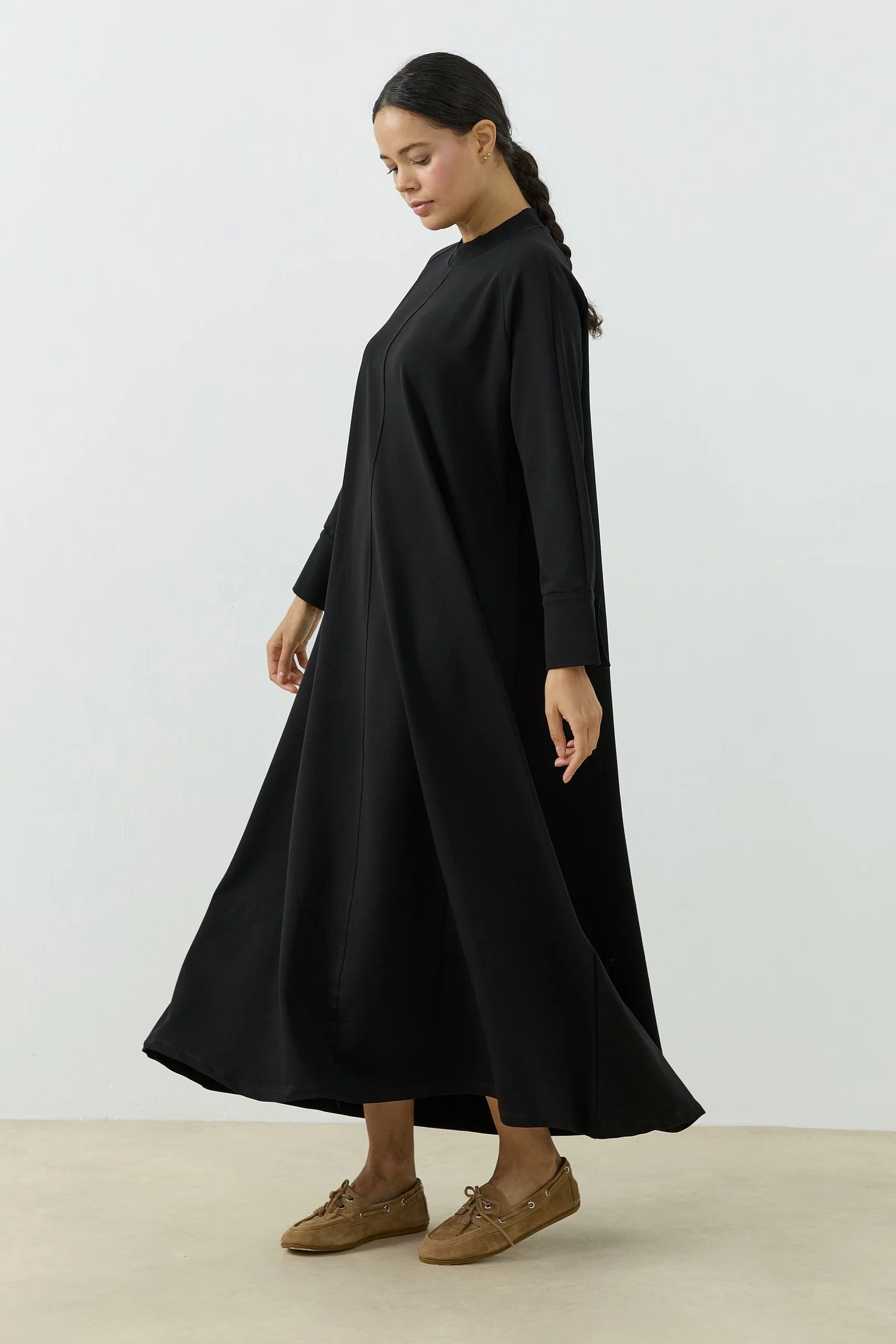 Qanu Sweatshirt Elbise Siyah